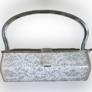 1950's Vintage White Sparke Lucite Purse